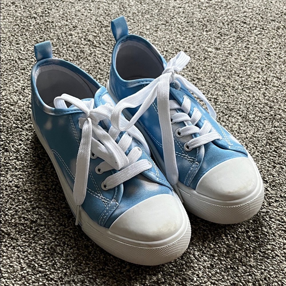 Capelli of New York Sky Blue Canvas Kids Sneakers with White Accents